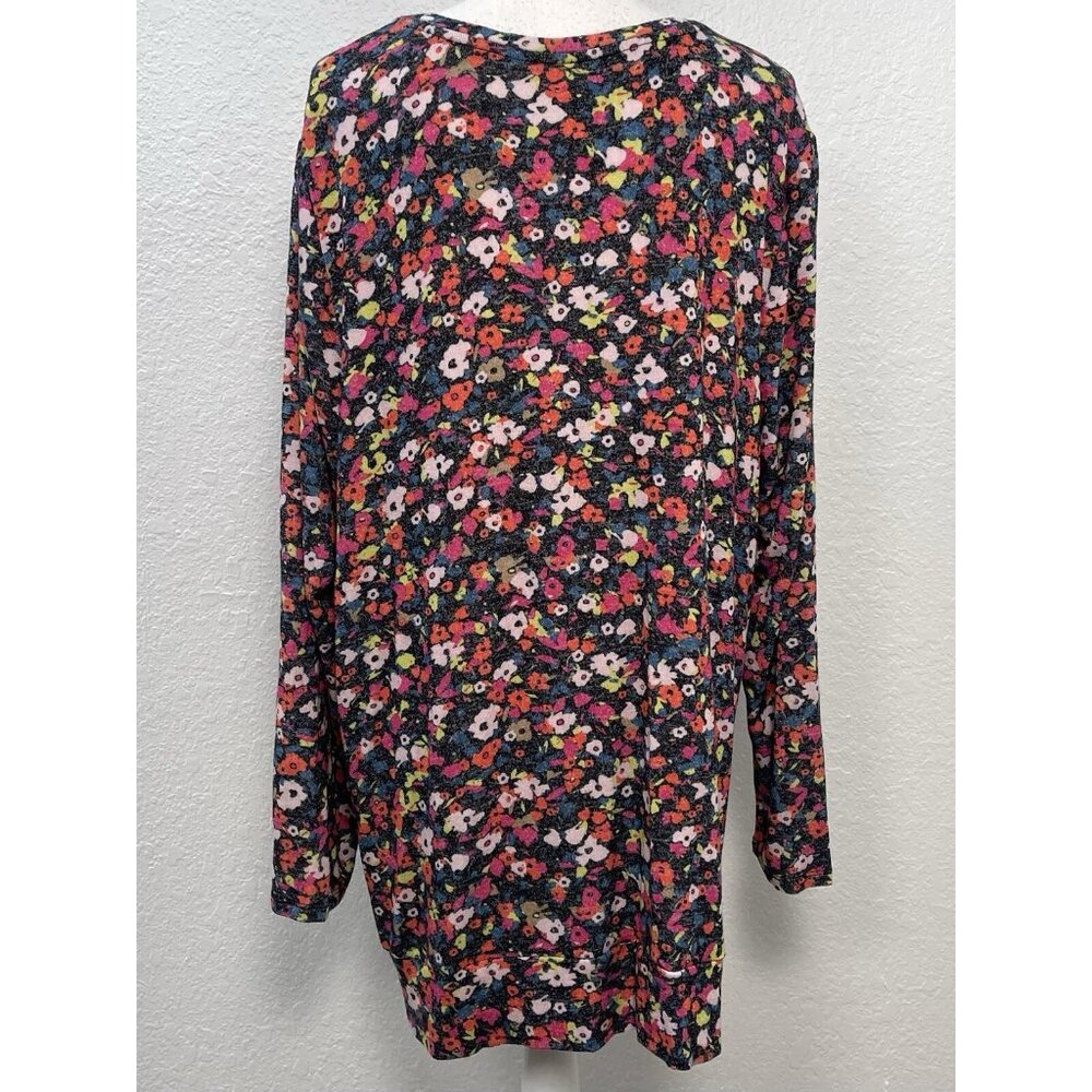 LANE BRYANT Womens Plus 18/20 Neon Floral Gathered Waist Lightweight SWEATER EUC - Picture 2 of 6